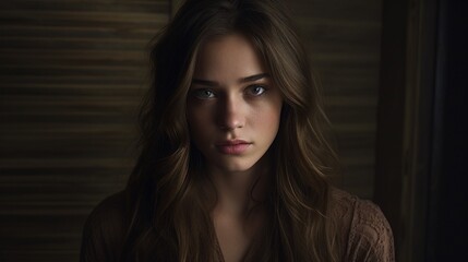 こちらを向く女性モデル