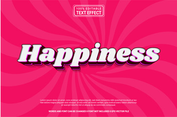 Editable text effect Happiness 3d cartoon template style modren premium vector