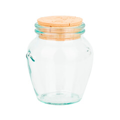 Glass bottle with a cork stopper. Small empty jar for kitchen, apothecary, art and craft projects. Png clipart isolated on transparent background