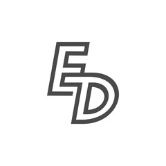 The monogram is the letter E and D. Elegant and outline.