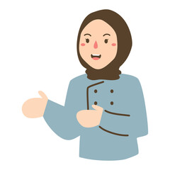 muslim women chef mascot logo illustration