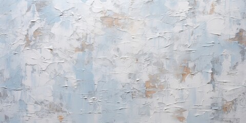 Generative AI, Closeup of impasto abstract rough winter colors art painting texture, white and blue background	
