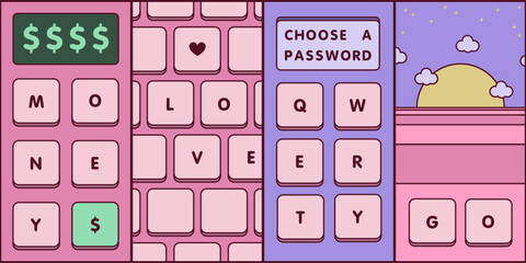 Retro Colors Tech Art. Web Elements.