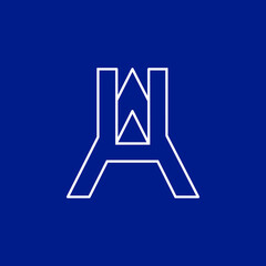 The monogram is the letter A and H. Elegant and outline.