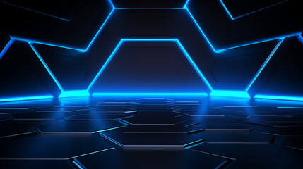 abstract futuristic surfaces perspective with glowing light blue hexagons background 16:9 widescreen wallpapers