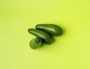 Avocado Isolated, Whole Avokado, Green Avocados Slice, Fresh Alligator Pear, Long Avocado Fruit