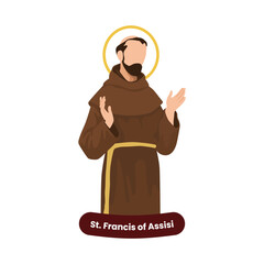 Saint Francis of Assisi vector illustration. Feast October 4th. Catholic Saint.