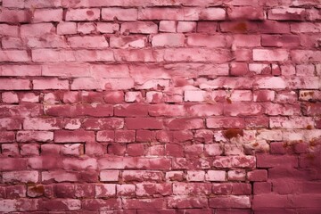 A distinctive, old cracked pink brick wall with shabby paint
