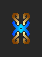 Fototapeta premium The monogram is the letter 88 and X or H. Elegant and outline.