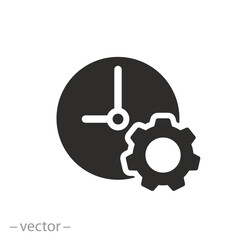 time management icon, industrial timer, clock with gear, flat symbol - vector illustration