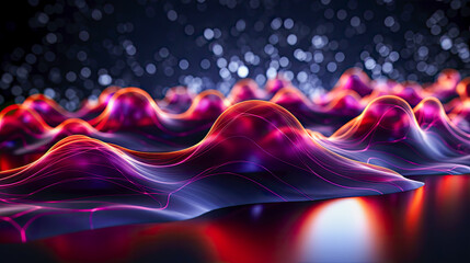 Luminous 3D Waves, Digital Abstracts, Backdrop, Wallpaper