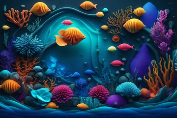 Fototapeta na wymiar coral reef in aquarium generative AI tool
