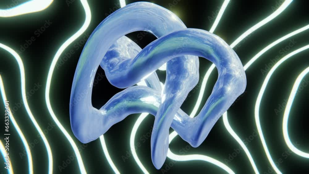 Poster abstract illuminated spiral swirl knot bent with scratched flowing texture and neon curves and waves