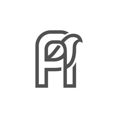 The monogram is the letter A and bird. Elegant and outline.