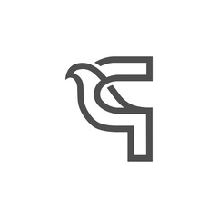 The monogram is the letter Q and bird. Elegant and outline.
