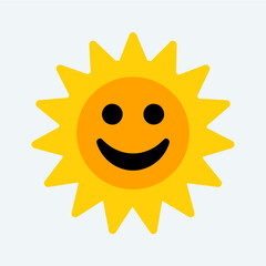 Cute smiling sun icon. Flat design sun element. Vector.