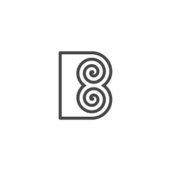 The monogram is the letter B and spiral. Elegant and outline.