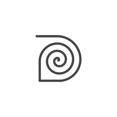 The monogram is the letter D and spiral. Elegant and outline.