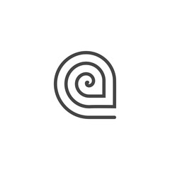The monogram is the letter E and spiral. Elegant and outline.
