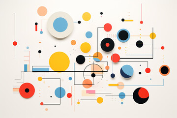 Abstract background with colorful circles and lines. Vector illustration.