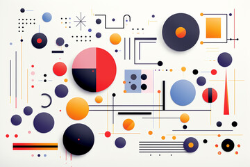 Abstract background with colorful circles and lines. Vector illustration.