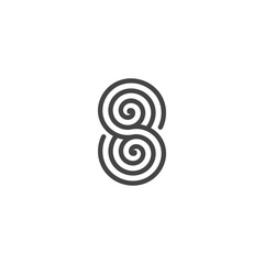 The monogram is the letter S and spiral. Elegant and outline.