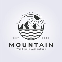 badge mountain logo vector, adventure outdoor pins icon vector illustration design