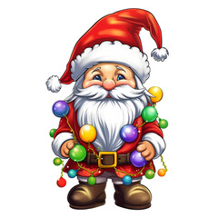 Cute Gnome Santa Claus Christmas Clipart Illustration