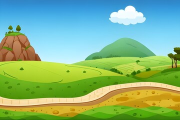 Free vector illustration scene with dry land and hills