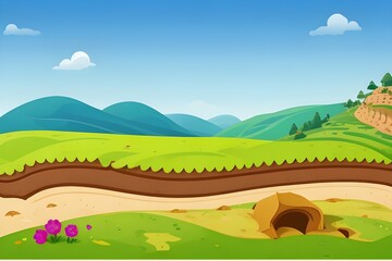 Obraz premium Free vector illustration scene with dry land and hills
