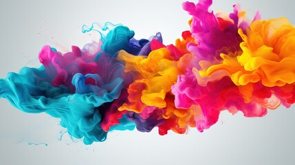  a multicolored substance is flying in the air with a white background.  generative ai