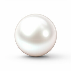 Shimmering white natural pearl isolated on white background - obrazy, fototapety, plakaty
