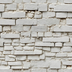 Seamless grunge texture of white brick wall - 663345878