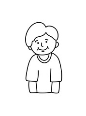 cute happy cartoon smiling child boy. Hand drawn line male illustration, vector art for coloring kid book, web design
