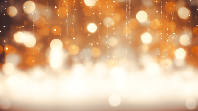 Abstract background golden blur bokeh, light bokeh, For Christmas photos ,Christmas cards New Year festivals card. Generative ai.