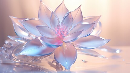  a white flower with a pink center surrounded by water droplets.  generative ai
