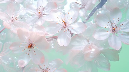  a bunch of flowers that are in the air with water.  generative ai