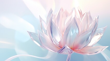  a pink flower with a white stem on a blue background.  generative ai