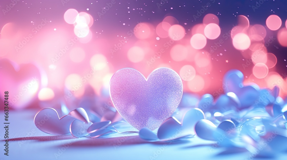 Poster a heart shaped object sitting on top of a white table. generative ai