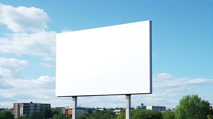 Image of blank billboard on a highway for advertisement, on spring sunny day. - obrazy, fototapety, plakaty