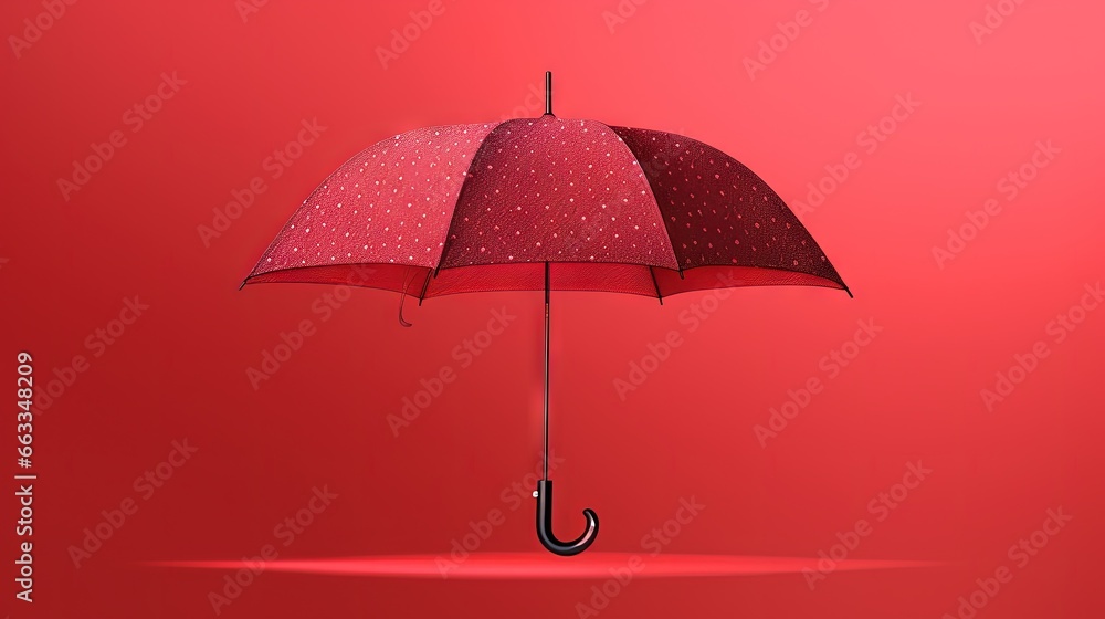 Poster a red umbrella with a polka dot pattern on it is opened. generative ai