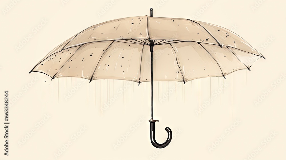 Poster a clear umbrella with a black handle hanging from it's side. generative ai