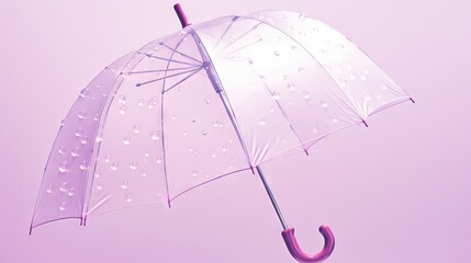  a clear umbrella with a pink handle on a pink background.  generative ai