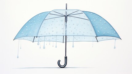  a blue umbrella with rain drops hanging from it's sides.  generative ai - obrazy, fototapety, plakaty