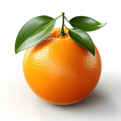 Tangerine(Orange) on a white background with green leaf, Fresh Fruit on a white background, easy background remove