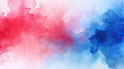 Abstract red, blue and white watercolor paints isolated on white background.