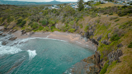 オーストラリアの円形状のビーチ（ドローン撮影）