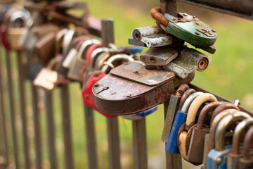 keys on the bridge railing .