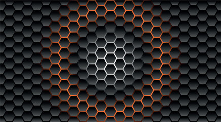 Hexagonal carbon mesh with white and yellow colored elements
