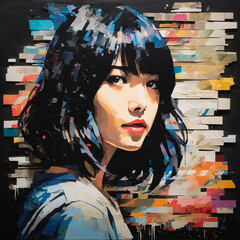 Portrait of a Young Woman - Collage Art